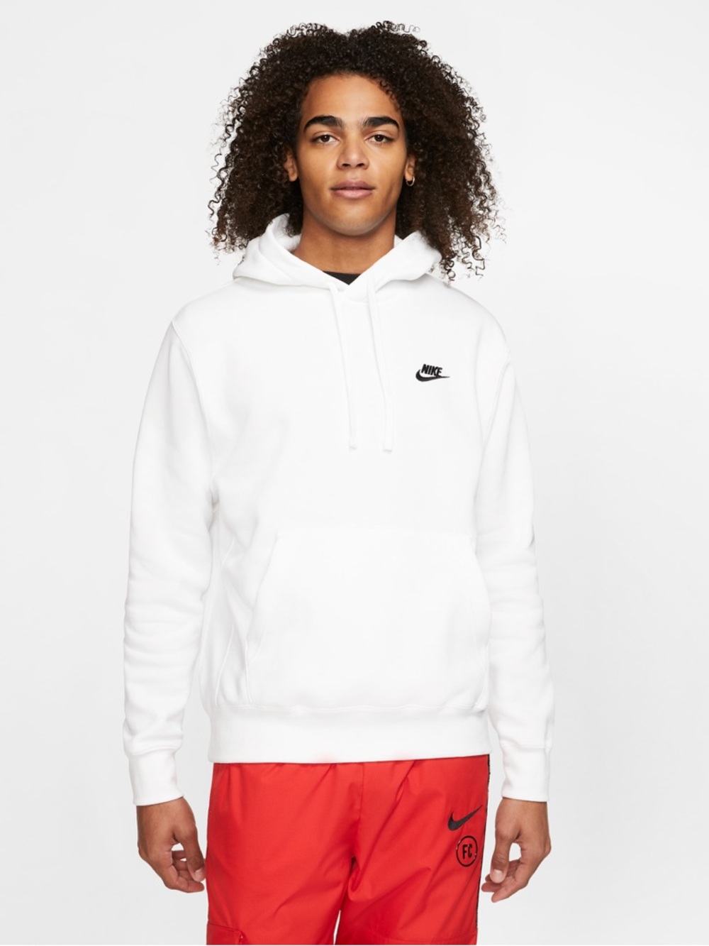 Nike White Pullover Hoodie with Black Swoosh